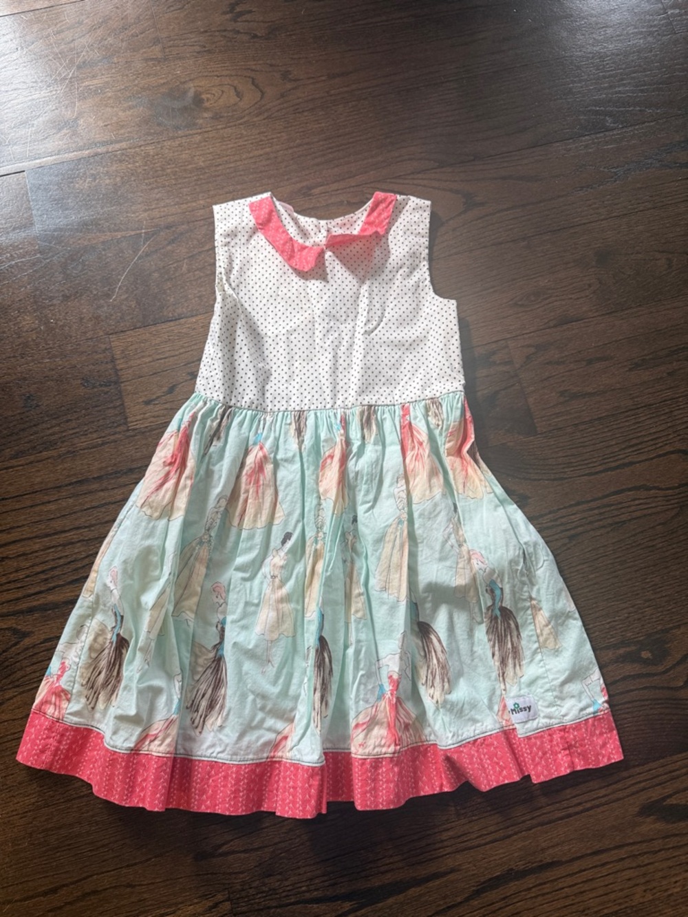 Girls Mint and Coral Print Party Dress